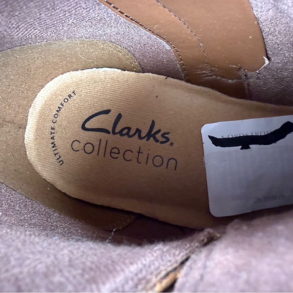 Clarks Collection NWT Cognac Leather Ankle Boots Buckle Zip Booties 6.5 - Picture 9 of 11